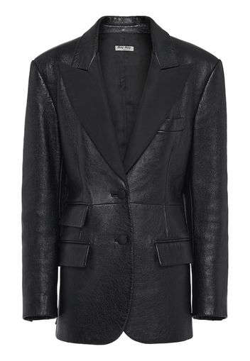 Miu Miu nappa leather single-breasted blazer - Schwarz