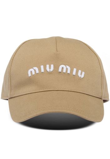 Miu Miu drill embroidered-logo baseball cap - Nude