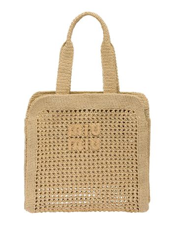 Miu Miu logo top-handle tote - Nude