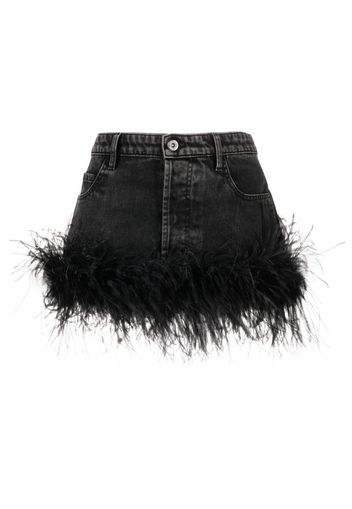 Miu Miu feather denim skirt - Schwarz