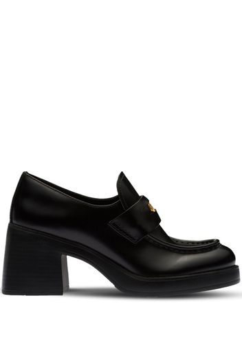 Miu Miu 75mm heel leather penny loafers - Schwarz