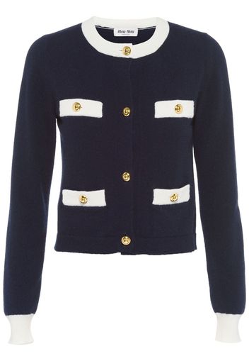 Miu Miu two-tone cashmere cardigan - Blau