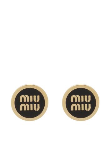 Miu Miu Ohrstecker mit Logo-Prägung - Gold