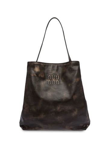 Miu Miu Shopper mit Logo-Prägung - Braun