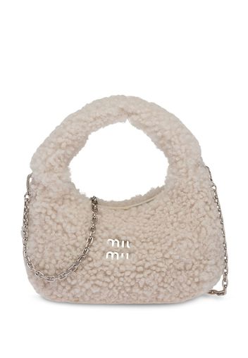 Miu Miu Wander Schultertasche aus Shearling - Nude