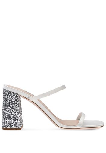 Miu Miu satin-finish glittered mules - Weiß