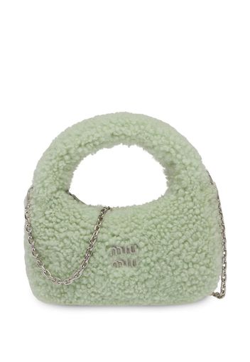 Miu Miu Wander shearling hobo bag - Grün