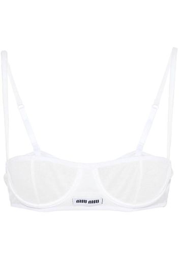 Miu Miu ribbed knit denim bra - F0009 WHITE