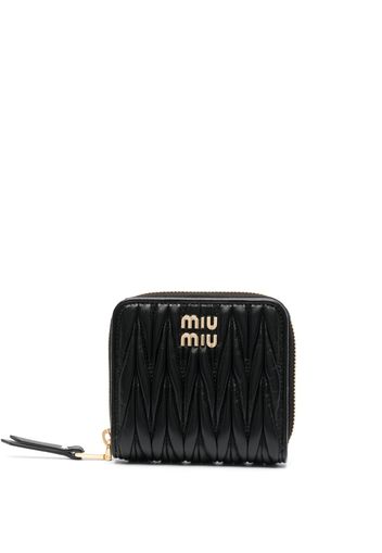 Miu Miu matelassé zip-around leather purse - Schwarz