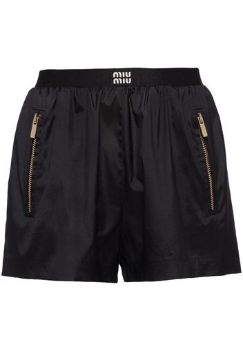 Miu Miu logo waistband track shorts - Schwarz