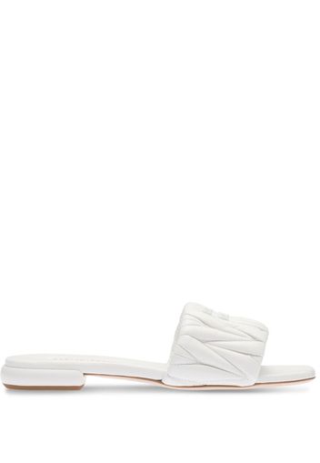 Miu Miu Matelassé nappa leather slides - Weiß