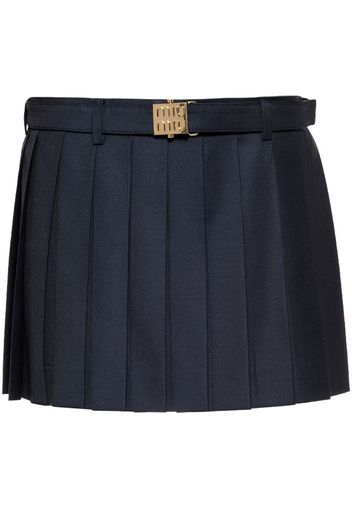 Miu Miu pleated belted miniskirt - Blau