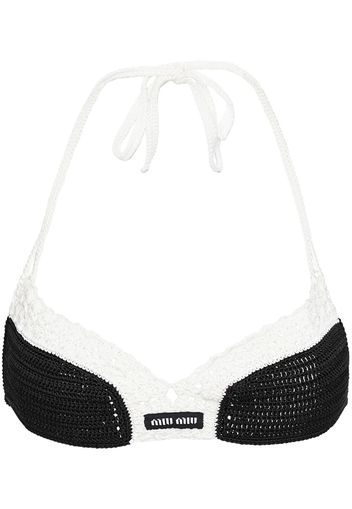 Miu Miu open-knit triangle bra - Schwarz