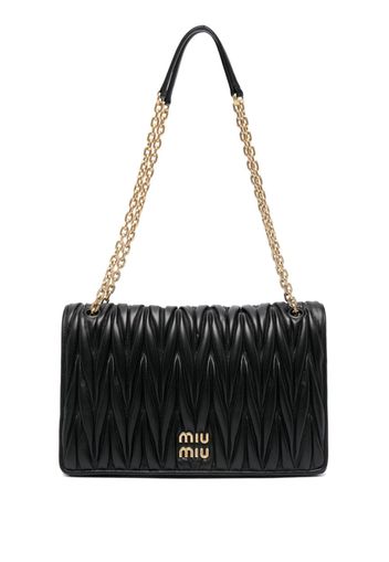 Miu Miu logo-plaque matelassé leather shoulder bag - Schwarz