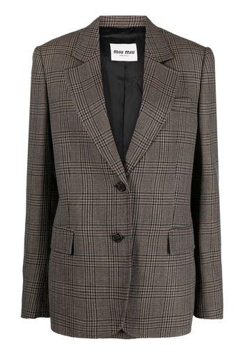 Miu Miu plaid-check single-breasted blazer - Braun