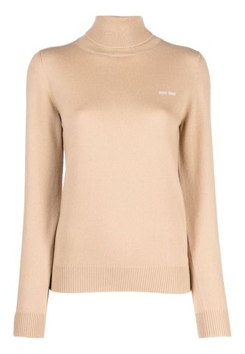 Miu Miu logo-intarsia cashmere jumper - Nude