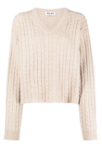 Miu Miu cable-knit cashmere jumper - Nude