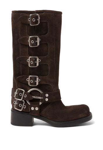 Miu Miu buckle-detail block-heel boots - Braun