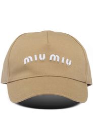 Miu Miu drill embroidered-logo baseball cap - Nude