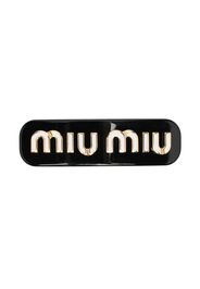 Miu Miu Haarspange mit Logo-Schild - Schwarz
