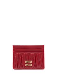 Miu Miu logo-plaque matelassé cardholder - Rot