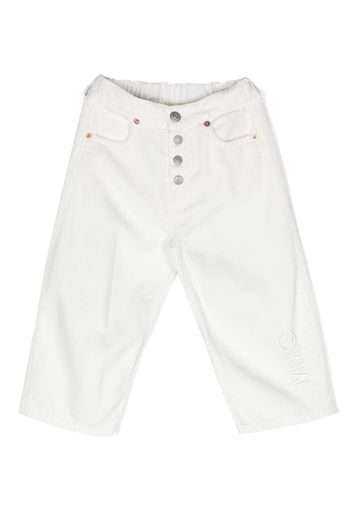 MM6 KIDS logo-embroidered wide-leg jeans - Weiß