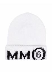 MM6 KIDS Intarsien-Mütze mit Logo - Weiß