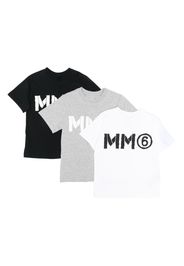 MM6 KIDS Set aus drei T-Shirts mit Logo-Print - Schwarz