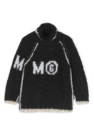 MM6 KIDS Rollkragenpullover im Metallic-Look - Schwarz