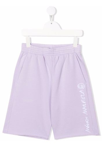 MM6 MAISON MARGIELA KIDS logo-print track shorts - Violett