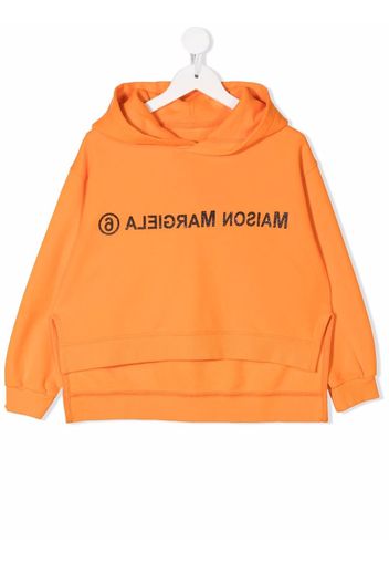 MM6 MAISON MARGIELA KIDS glitter logo-print hoodie - Orange