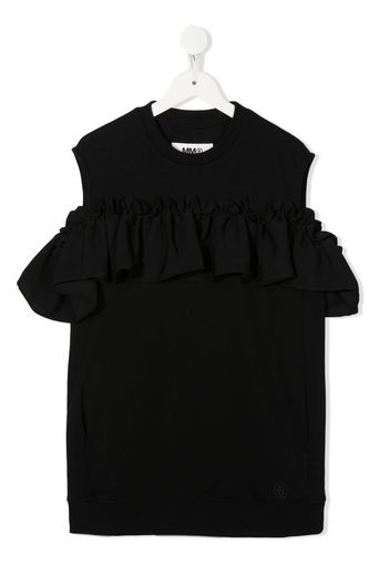 MM6 Maison Margiela Kids off-shoulder sweatshirt dress - Schwarz