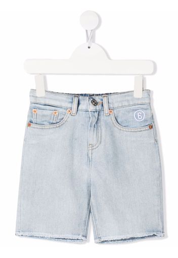 MM6 Maison Margiela Kids embroidered-logo shorts - Blau