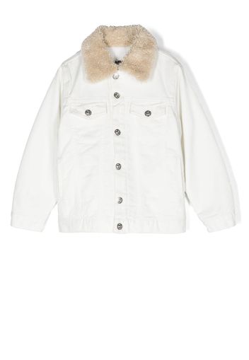 MM6 Maison Margiela Kids faux-shearling collar button-down jacket - Weiß