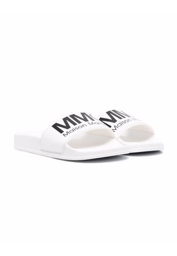 MM6 Maison Margiela Kids logo-print 25mm slides - Weiß