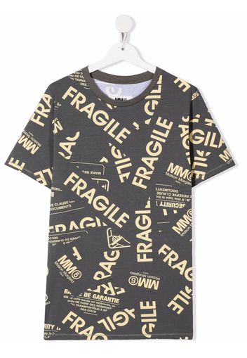 MM6 Maison Margiela Kids TEEN fragile-print short-sleeved T-shirt - Grau