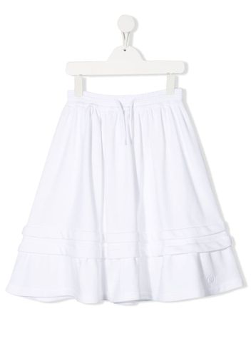 MM6 Maison Margiela Kids embroidered-logo flared skirt - Weiß