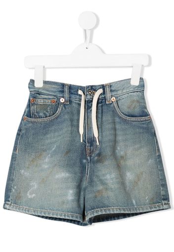 MM6 Maison Margiela Kids drawstring waist denim shorts - Blau