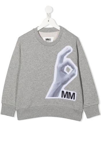 MM6 Maison Margiela Kids cotton graphic-print sweatshirt - Grau