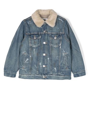 MM6 Maison Margiela Kids embroidered-logo denim jacket - Blau