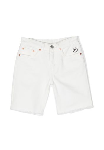 MM6 Maison Margiela Kids logo-embroidered slim-leg shorts - Weiß