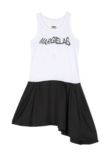 MM6 Maison Margiela Kids logo-print asymmetric dress - Weiß