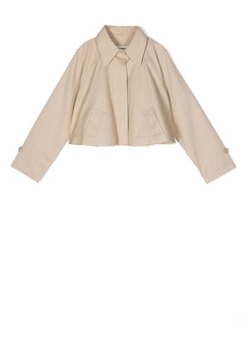 MM6 Maison Margiela Kids Cropped-Hemdjacke mit Logo-Stickerei - Nude