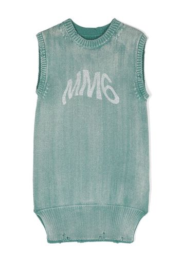 MM6 Maison Margiela Kids logo-print faded knit dress - Grün