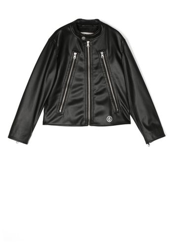 MM6 Maison Margiela Kids Bikerjacke mit Logo-Print - Schwarz