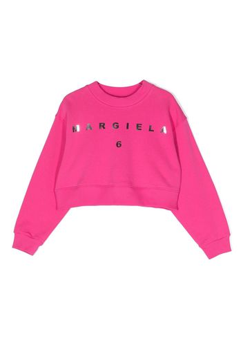 MM6 Maison Margiela Kids metallic logo-print sweatshirt - Rosa