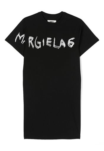 MM6 Maison Margiela Kids graphic logo print cotton T-shirt dress - Schwarz