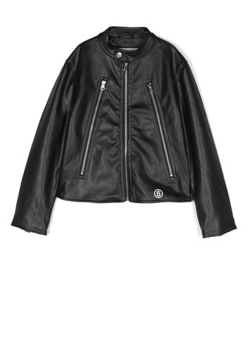 MM6 Maison Margiela Kids faux leather jacket - Schwarz