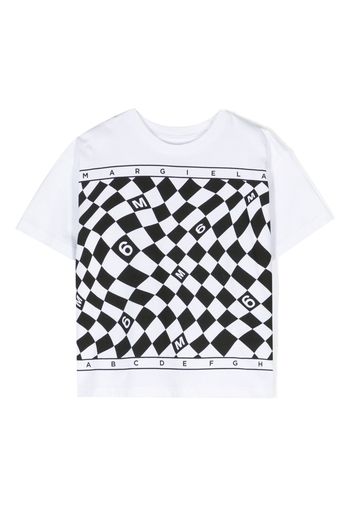 MM6 Maison Margiela Kids chess-print logo T-shirt - Weiß