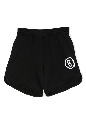 MM6 Maison Margiela Kids number-print cotton shorts - Schwarz